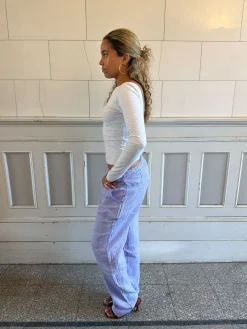 Hilja stribede hørbukser - Blå