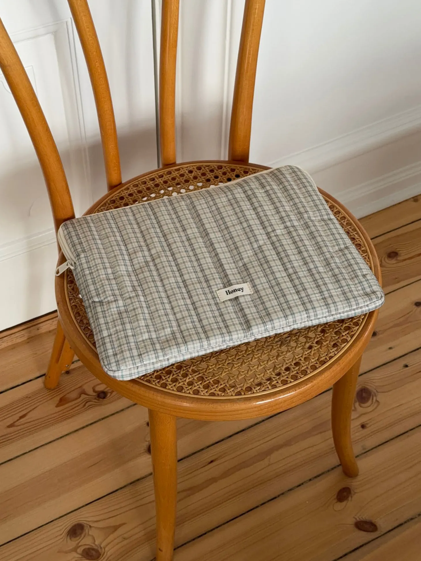 Honey computersleeve med tern - Beige/grøn