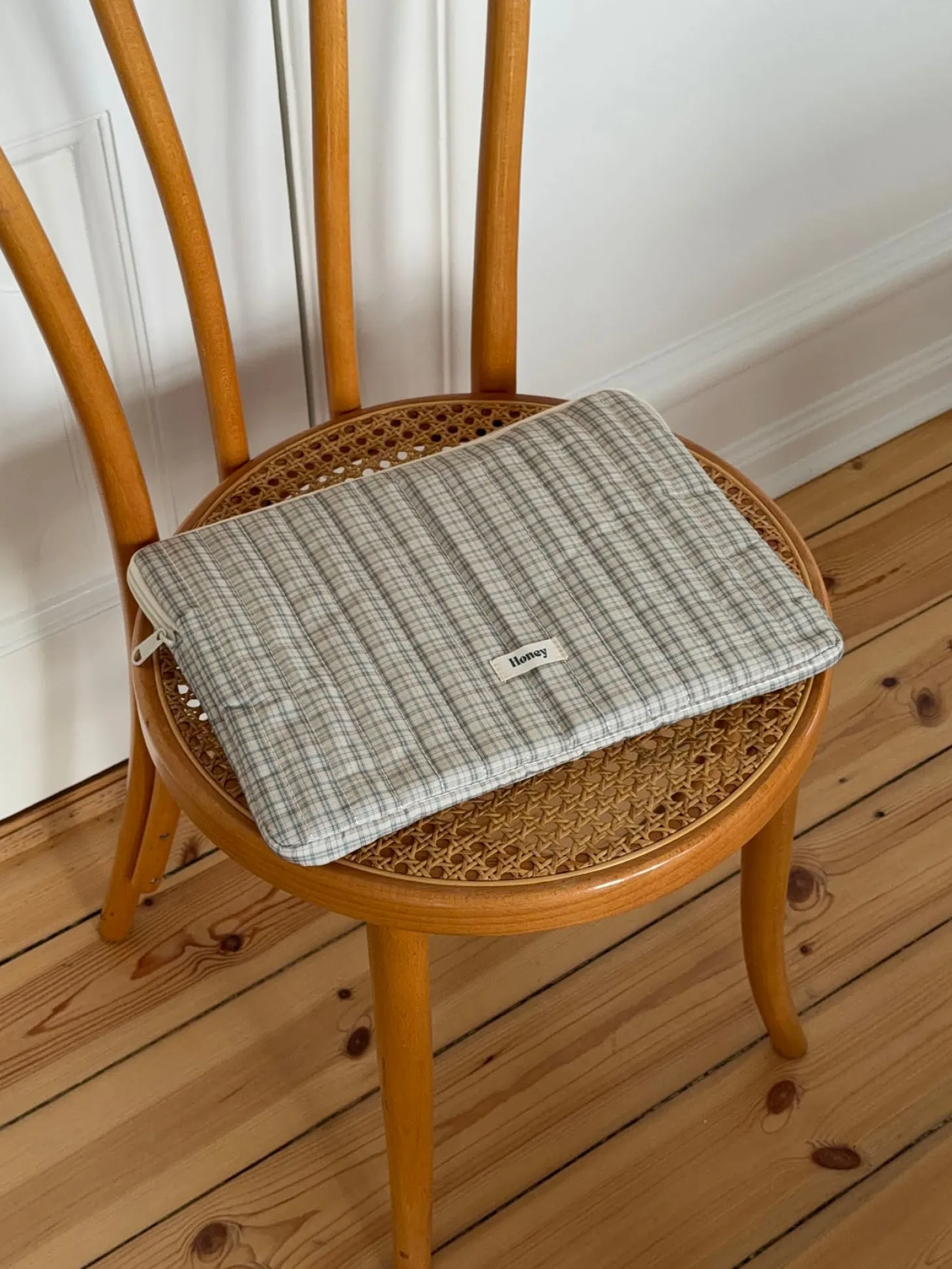 Honey computersleeve med tern - Beige/grøn