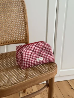 Honey lille toilettaske med tern - Hvid/rød