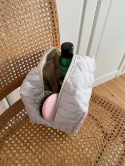 Honey stor toilettaske med mønster - Off white