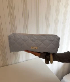 Honey stor toilettaske med striber - Lyseblå/hvid