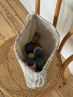 Honey toilettaske med tern - Beige/grøn