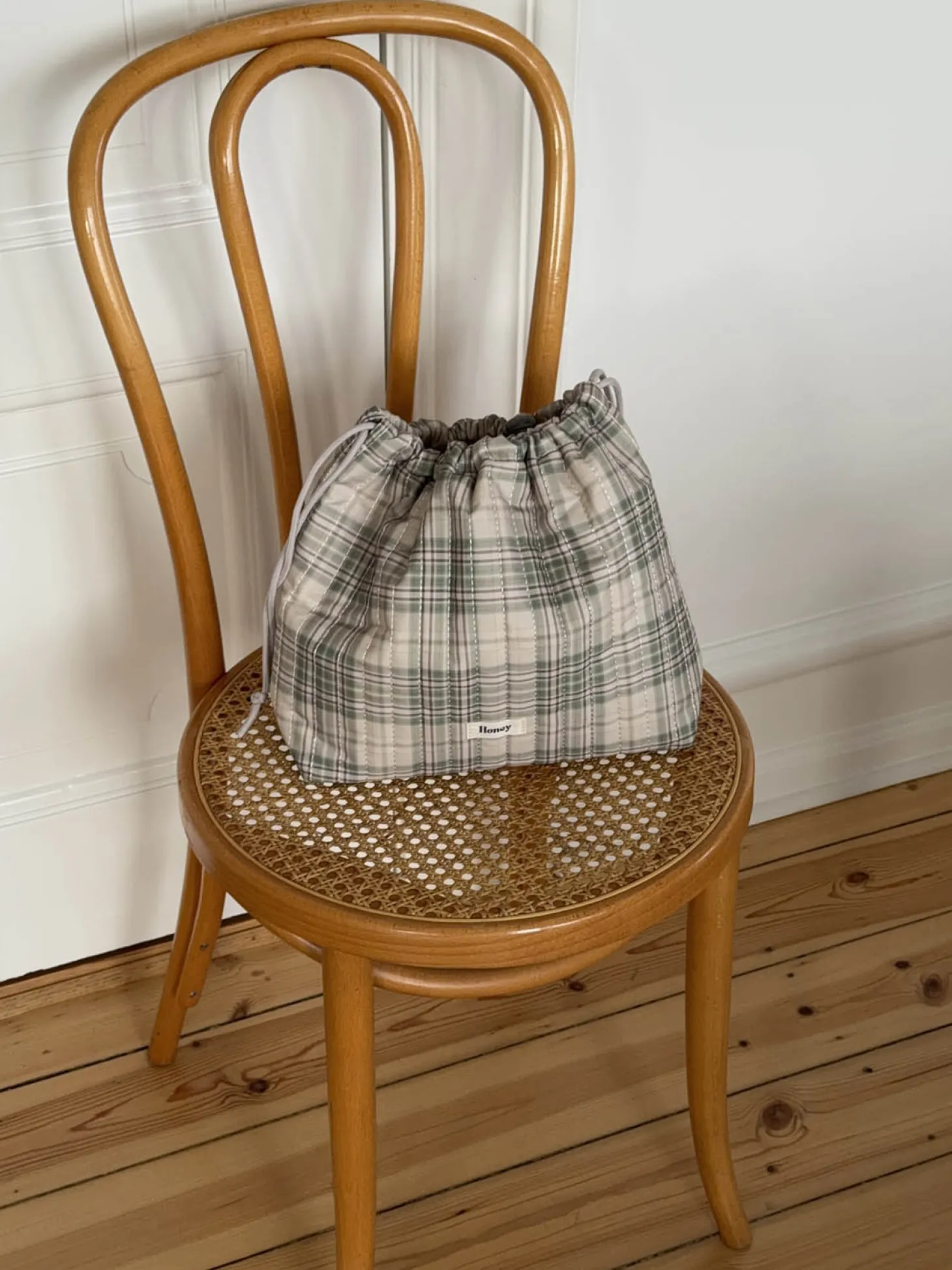 Honey toilettaske med tern - Beige/grøn