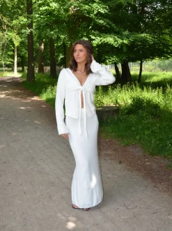 Ines maxinederdel i strik - Hvid