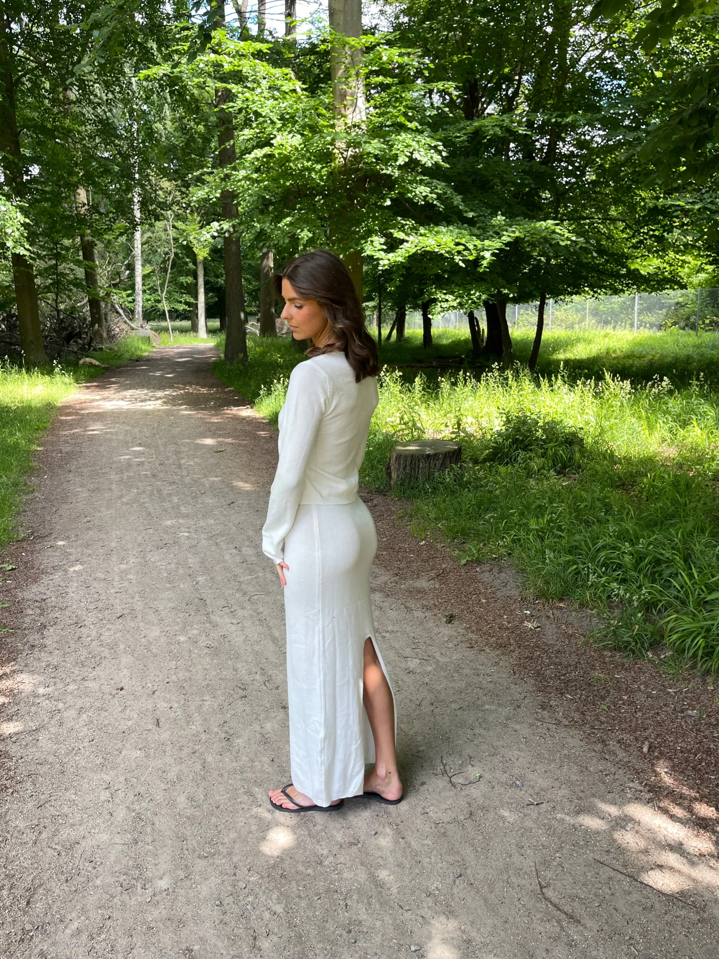 Ines maxinederdel i strik - Hvid