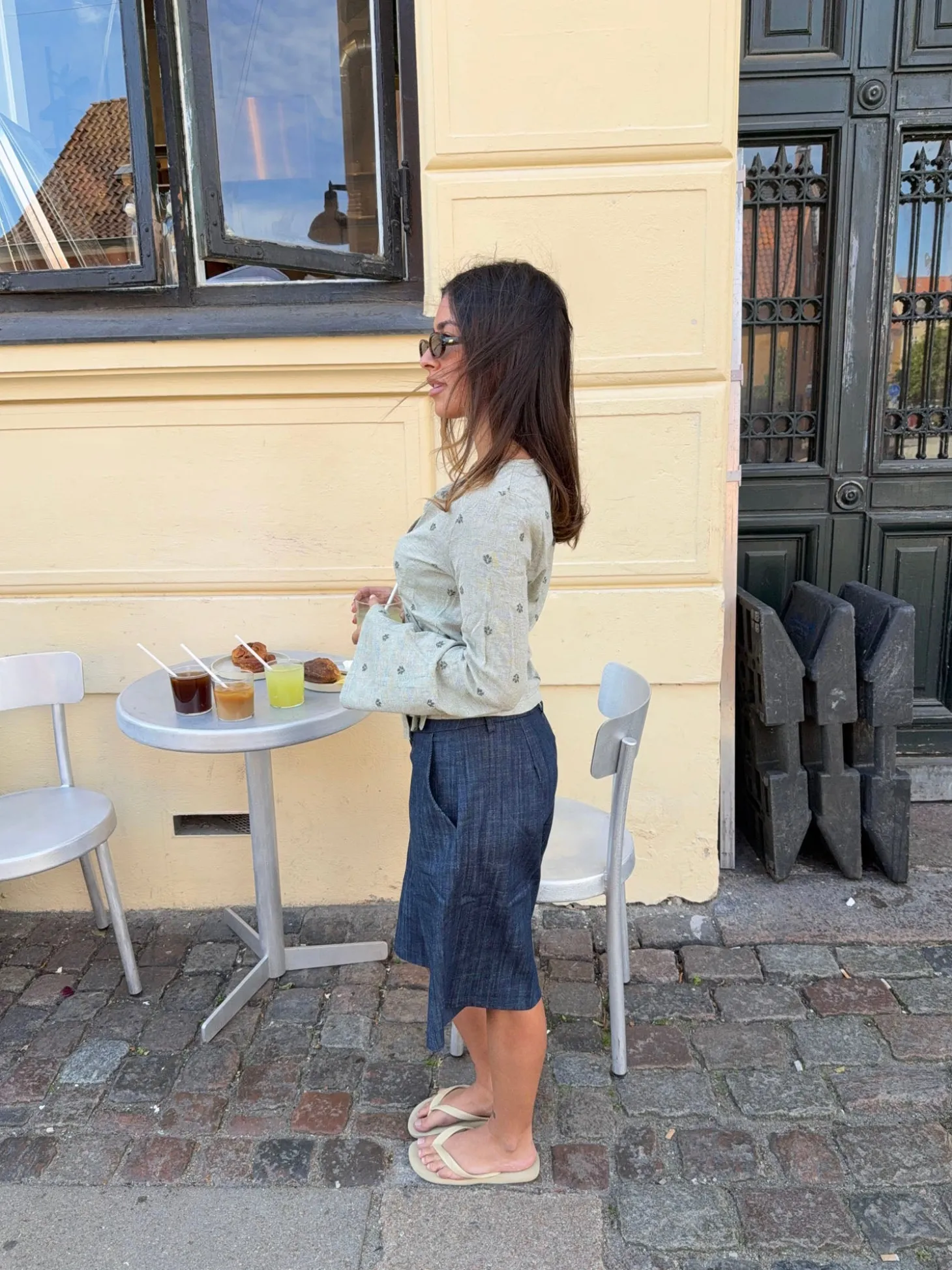 Isabeau bluse med bindedetalje - Kaki