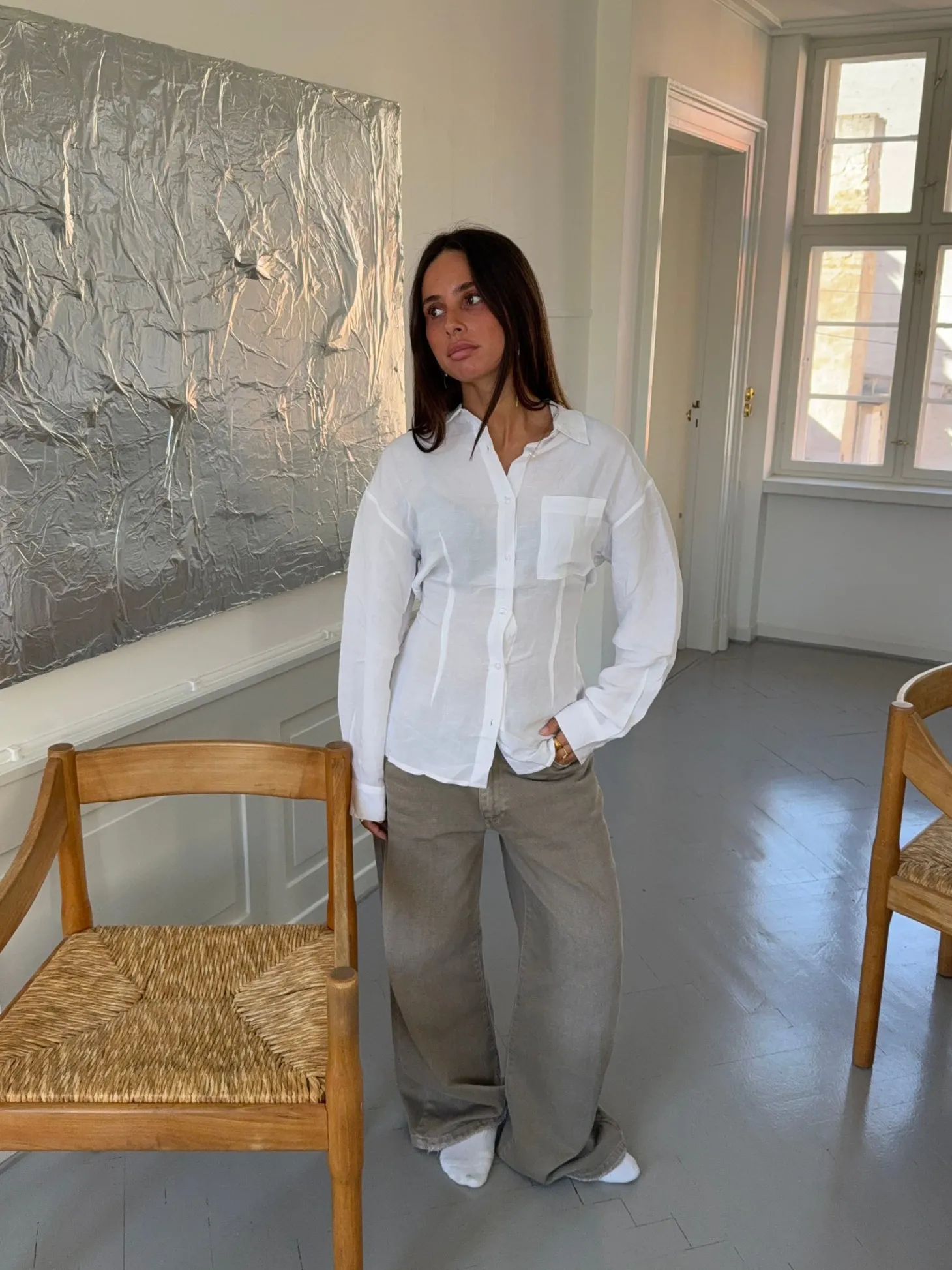 Jannie skjorte med åben ryg - Hvid
