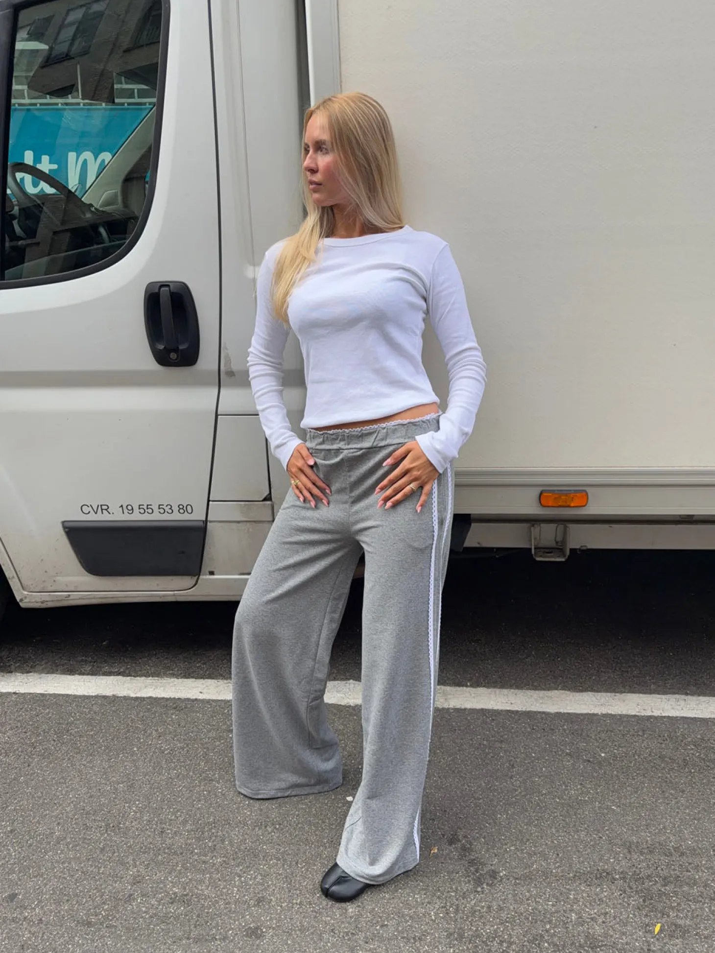Janny sweatpants med blonder - Grå