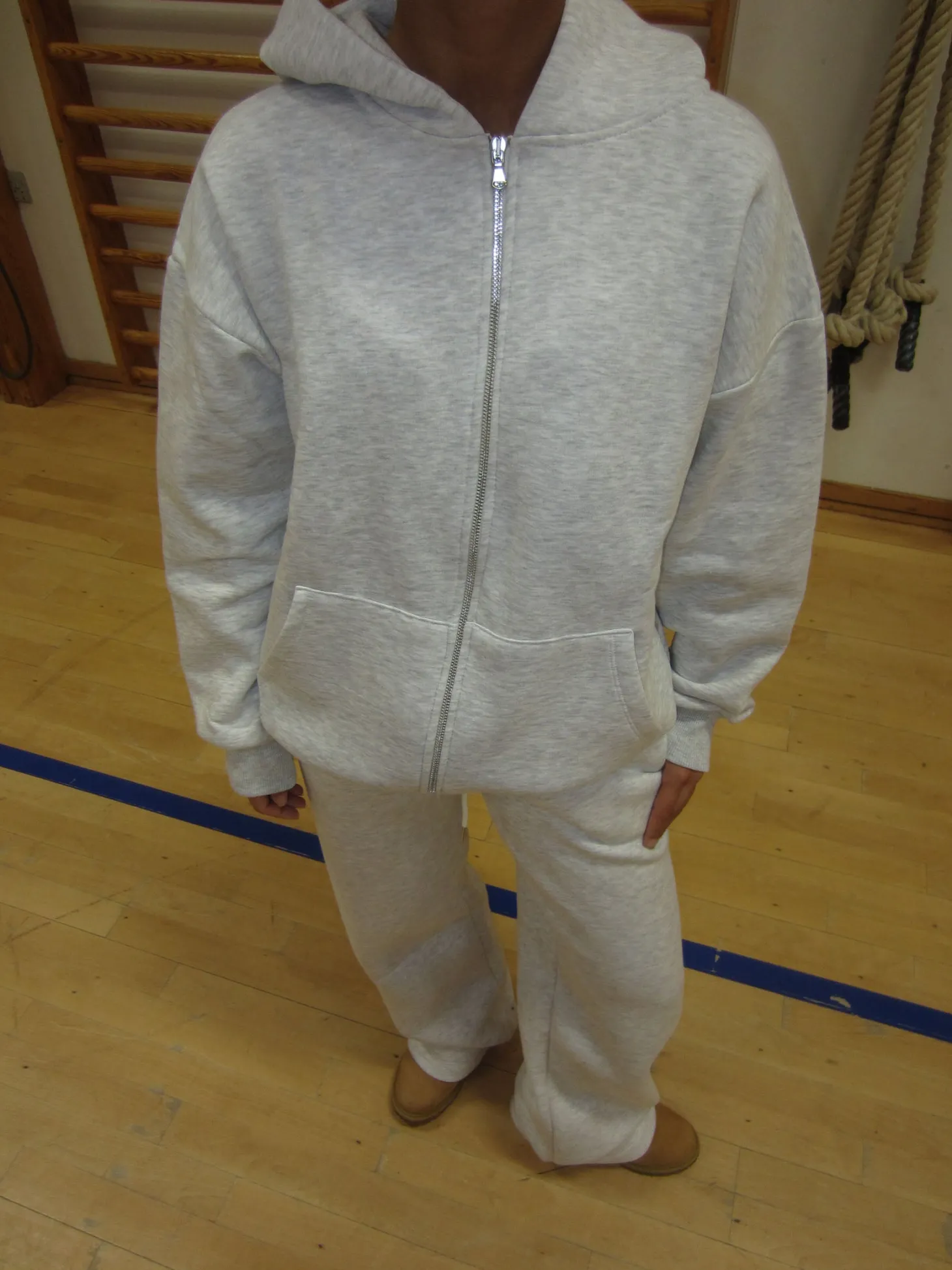 Jessica zip hoodie - Lysegrå