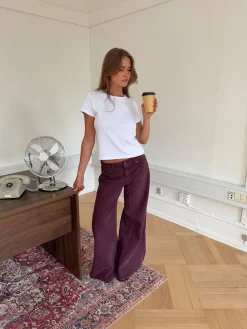 Johanne jeans med brede ben - Lilla