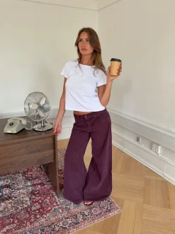 Johanne jeans med brede ben - Lilla