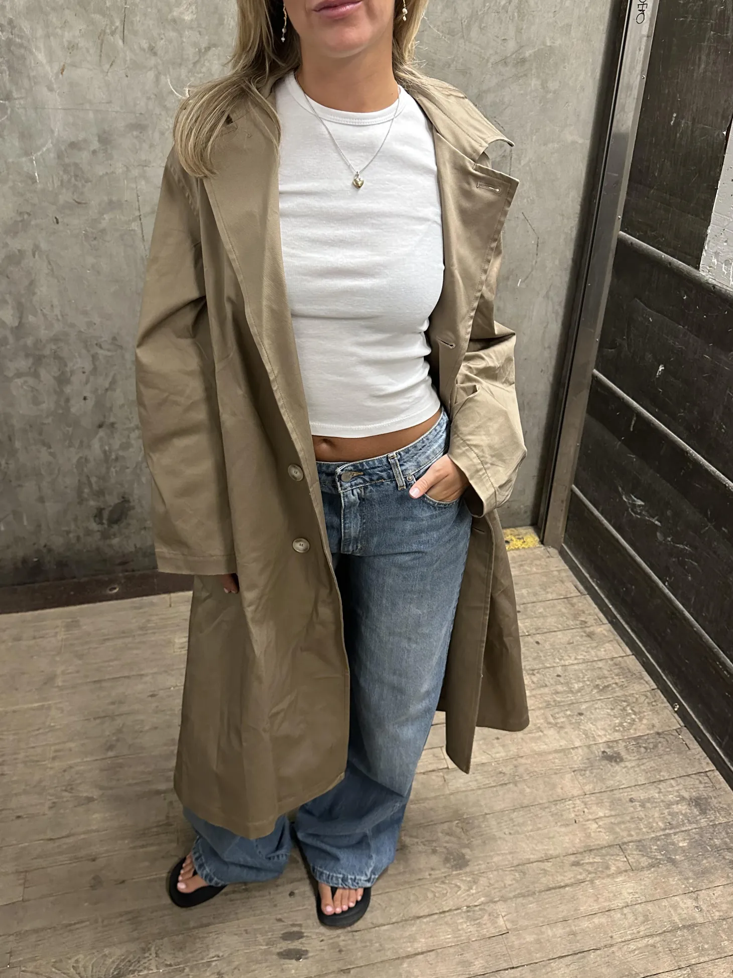 Josefine oversized trenchcoat - Mørk beige