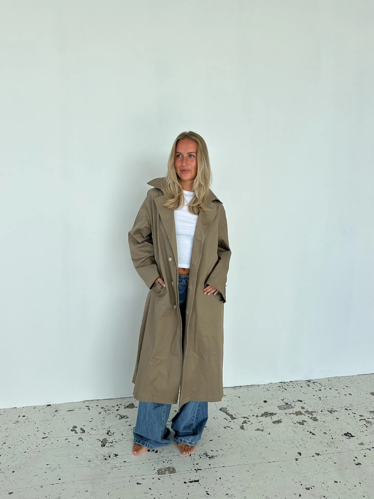 Josefine oversized trenchcoat - Mørk beige