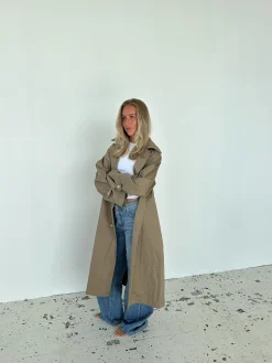 Josefine oversized trenchcoat - Mørk beige
