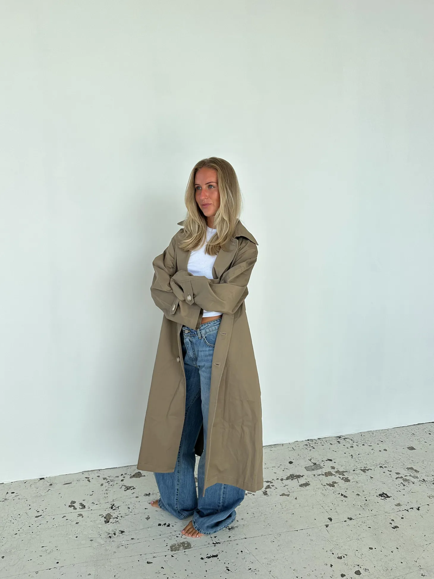 Josefine oversized trenchcoat - Mørk beige