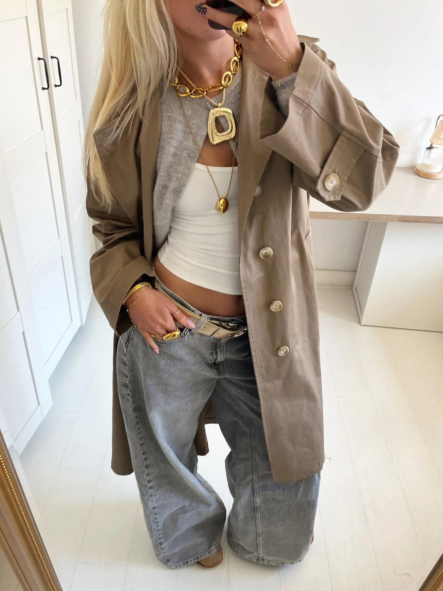 Josefine oversized trenchcoat - Mørk beige
