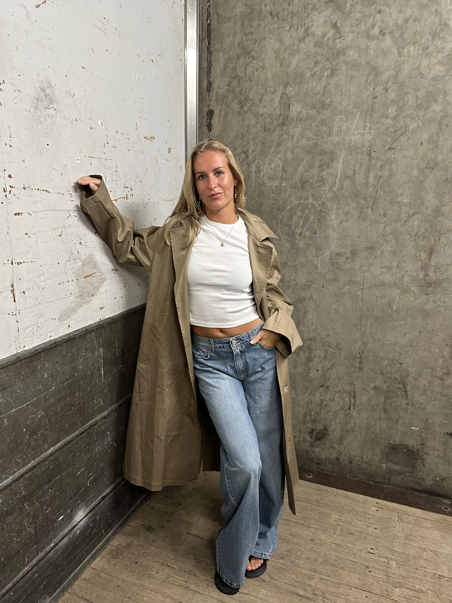 Josefine oversized trenchcoat - Mørk beige