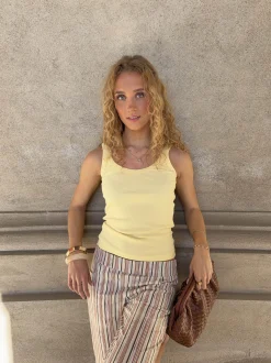 Julea tanktop i rib - Lysegul