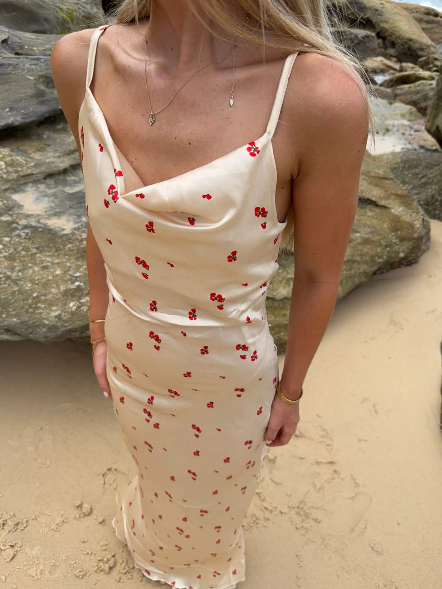 Juliana satinkjole - Guld