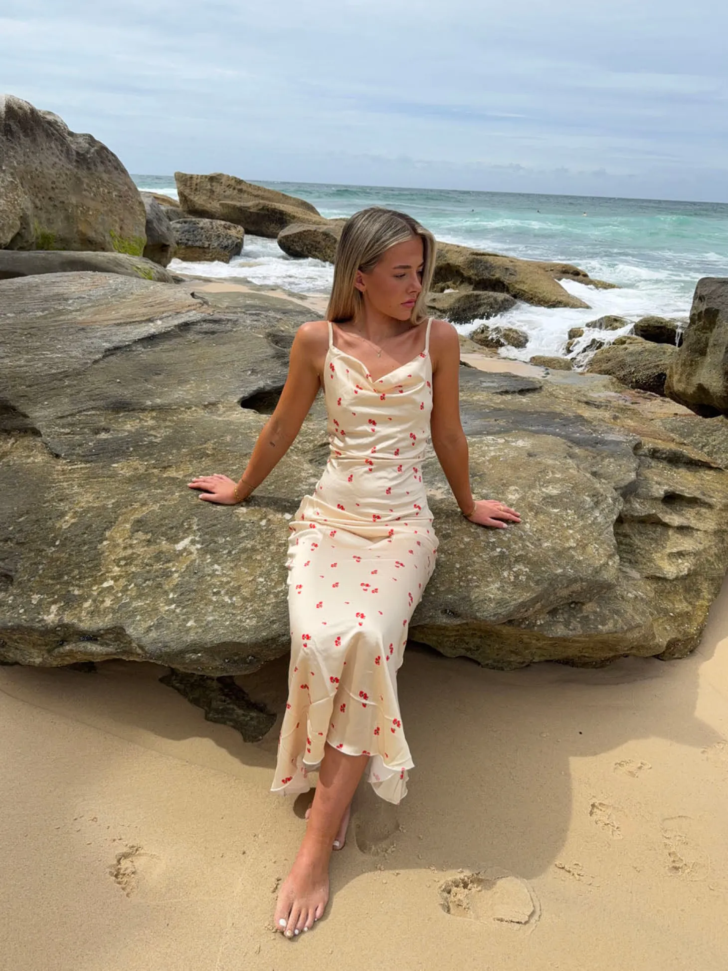 Juliana satinkjole - Guld