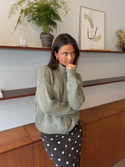 Kami striktrøje med zip up - Grøn