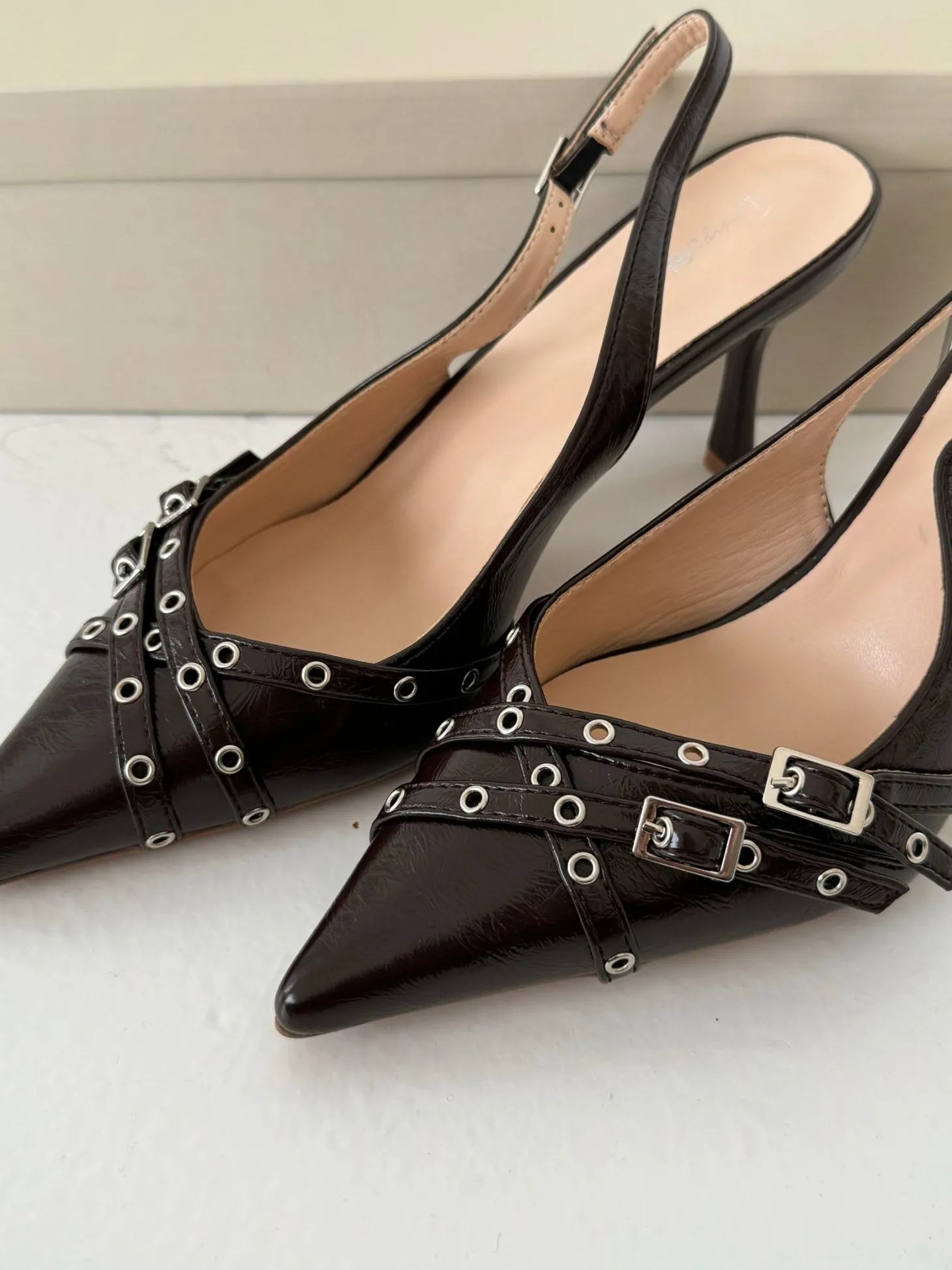Kandy slingback stiletter - Brun