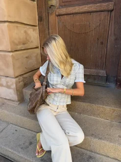 Kassandra figursyet skjorte med tern - Blå/hvid