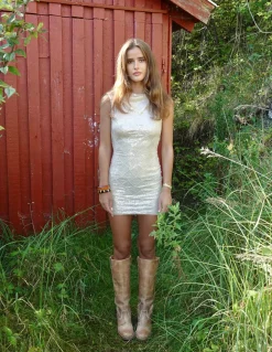 Kasy minikjole med pallietter - Beige