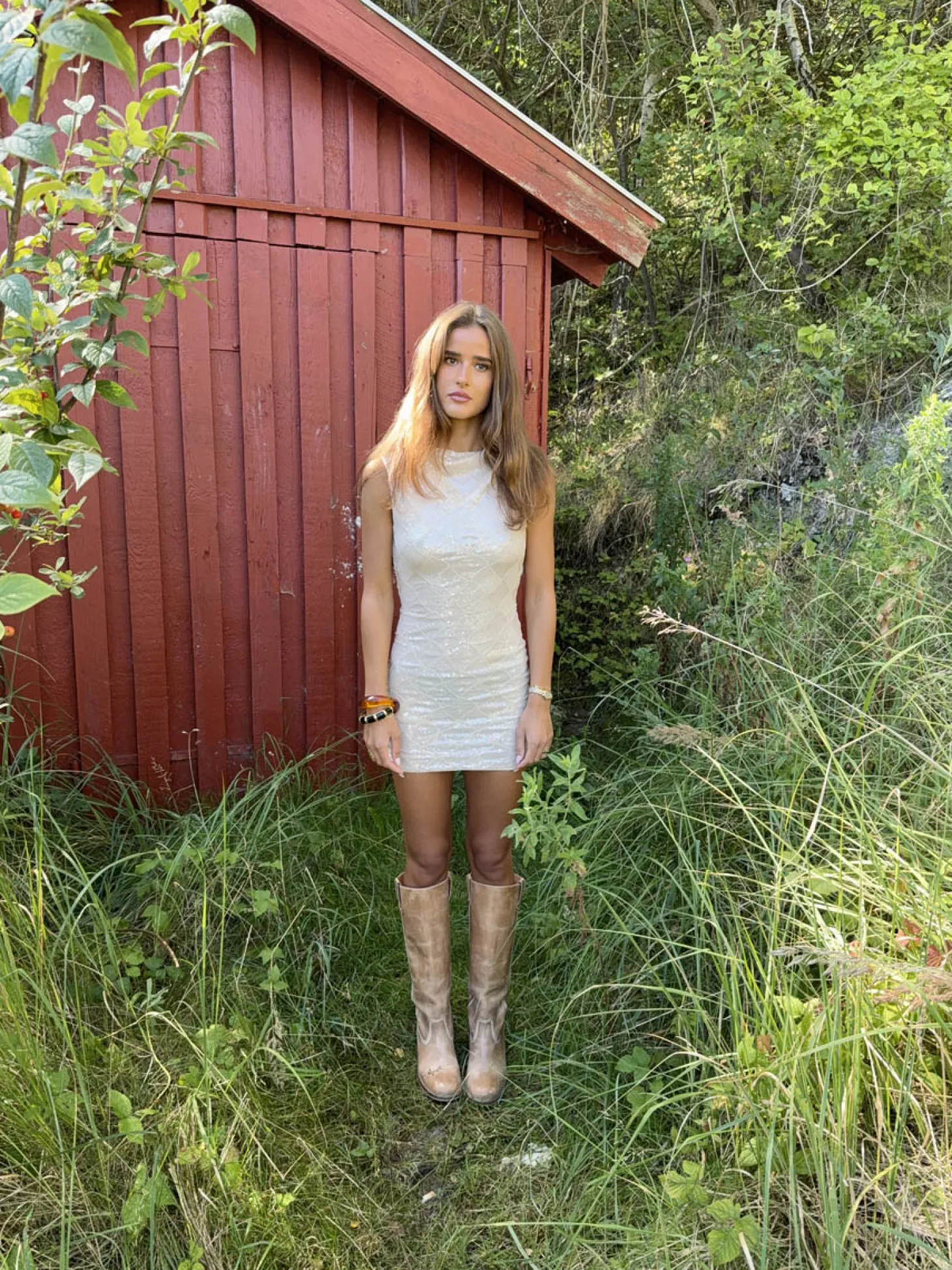 Kasy minikjole med pallietter - Beige