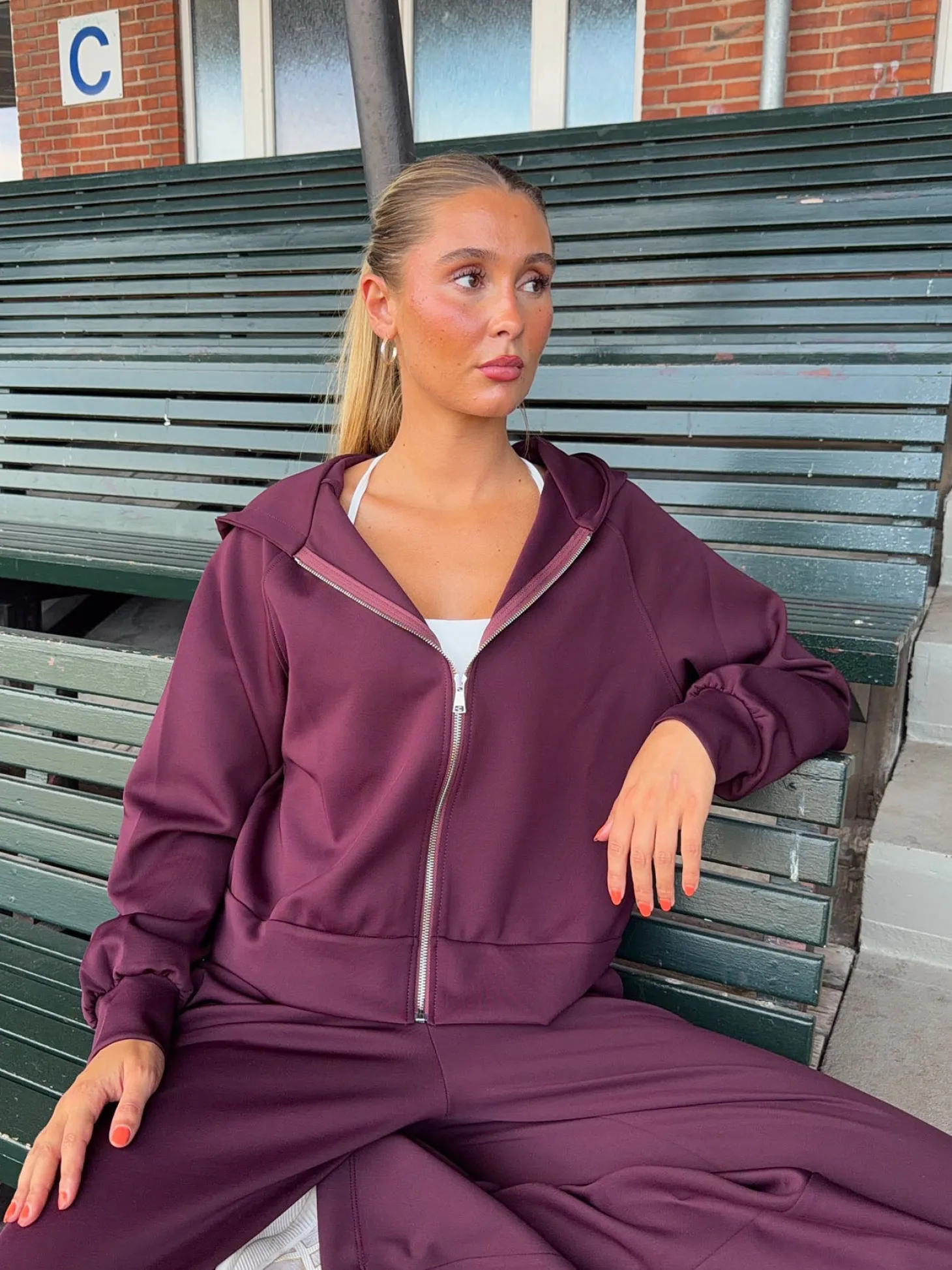 Katinka zip-up hoodie - Mørkelilla