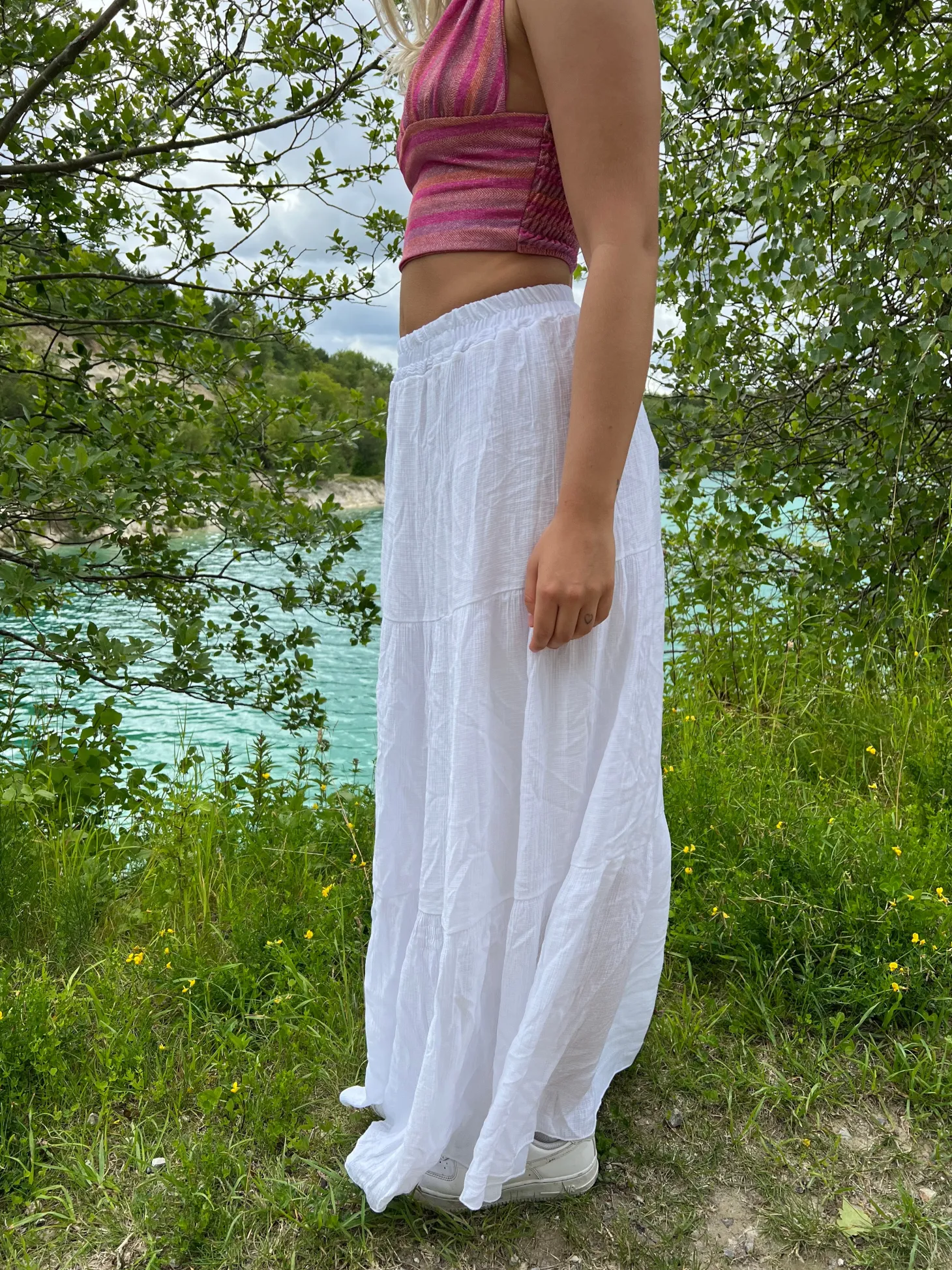 Kiera lang nederdel - Hvid