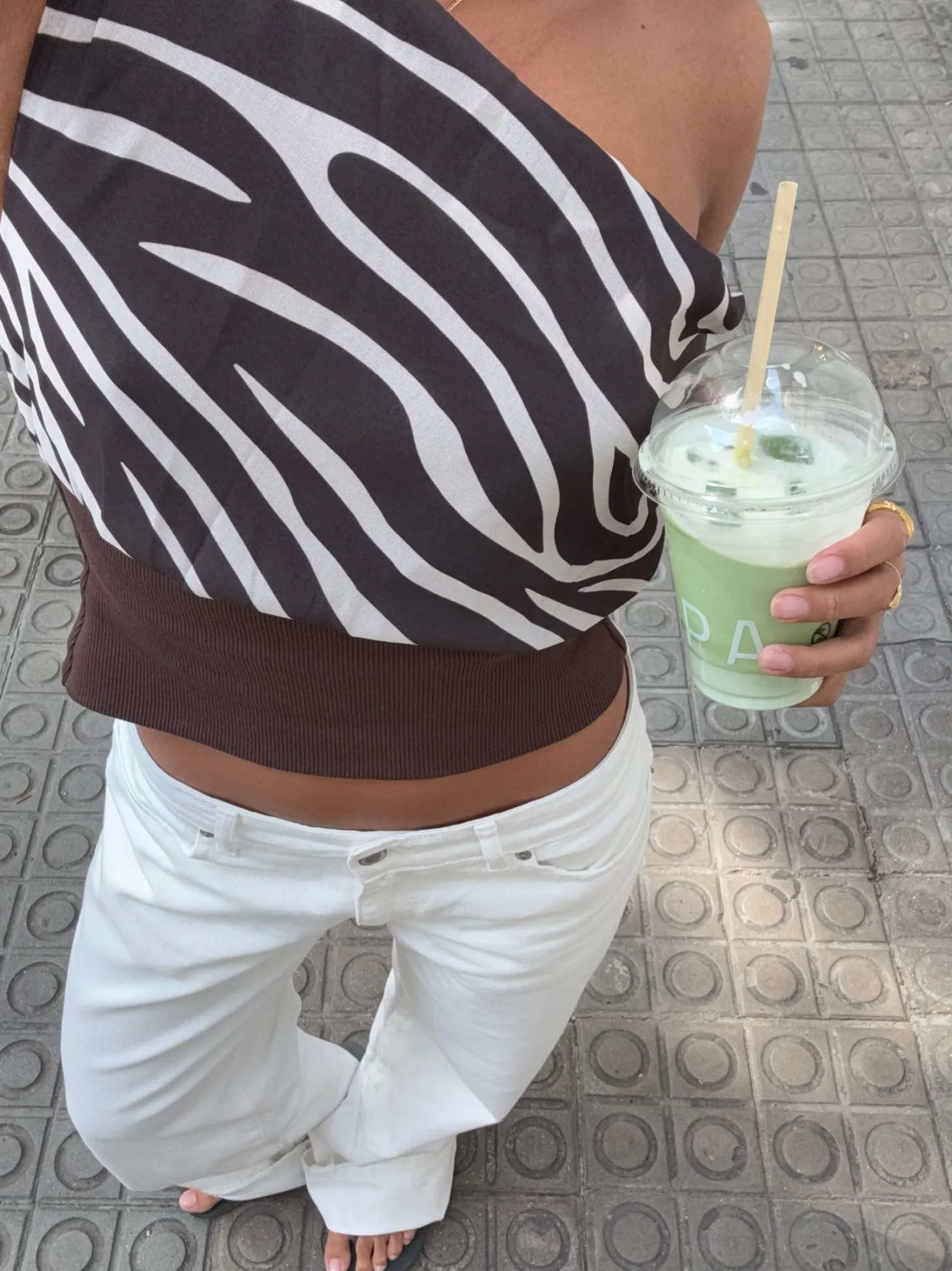 Kimmie top med zebra print - Brun/hvid