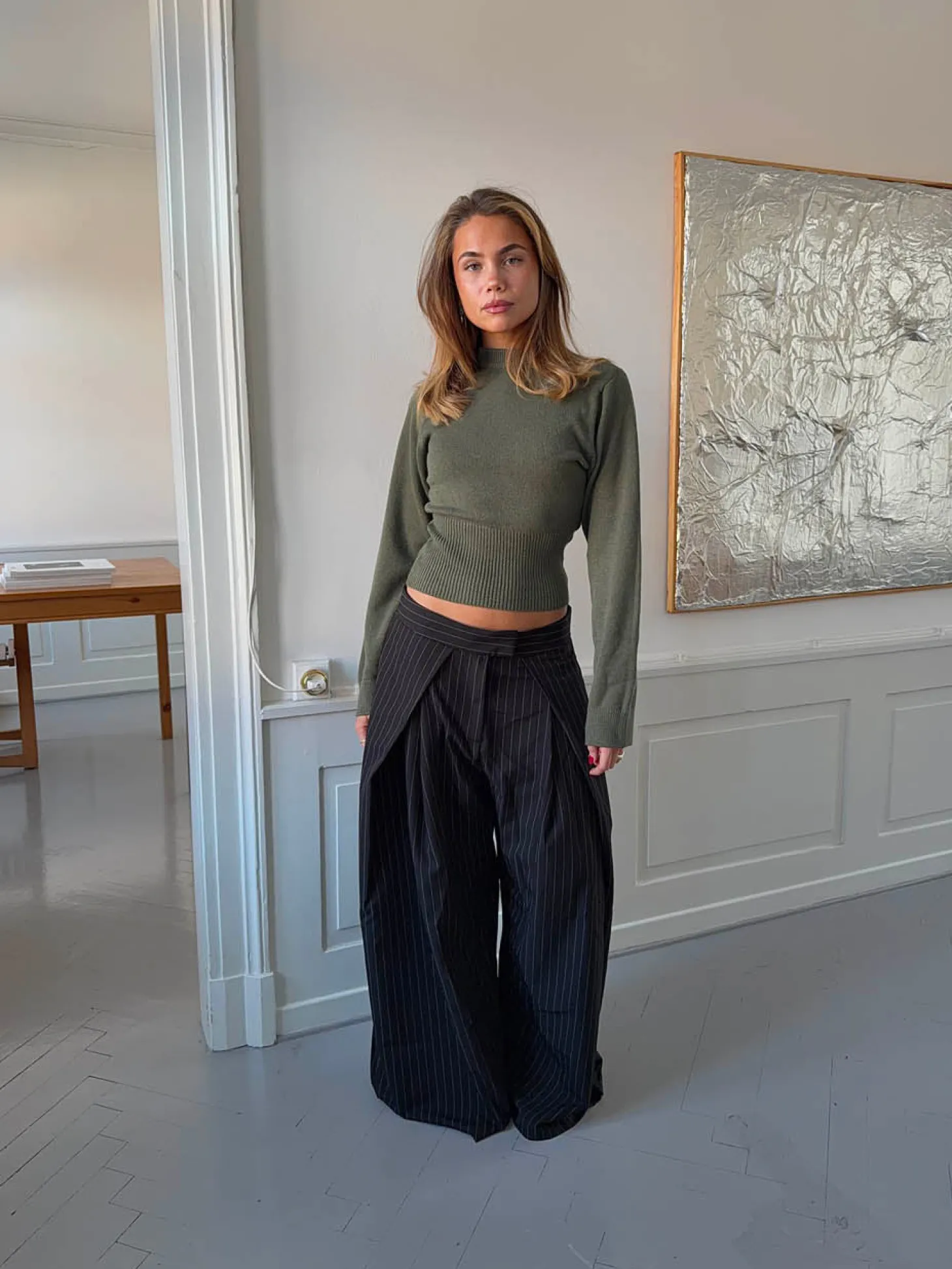 Klausa suitpants med nålestriber - Sort/hvid