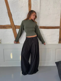 Klausa suitpants med nålestriber - Sort/hvid