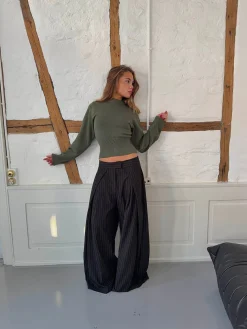 Klausa suitpants med nålestriber - Sort/hvid