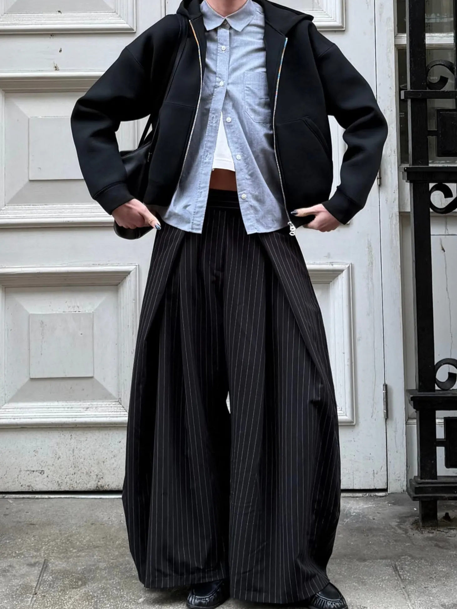 Klausa suitpants med nålestriber - Sort/hvid