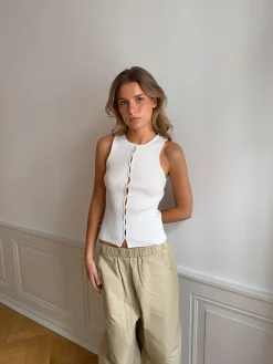 Lali top med knapper - Hvid