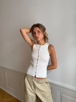 Lali top med knapper - Hvid