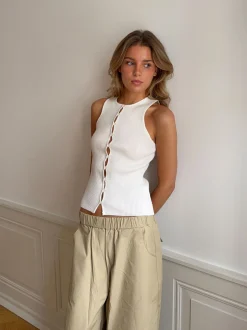 Lali top med knapper - Hvid