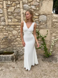 Lana kjole med blonder - Hvid
