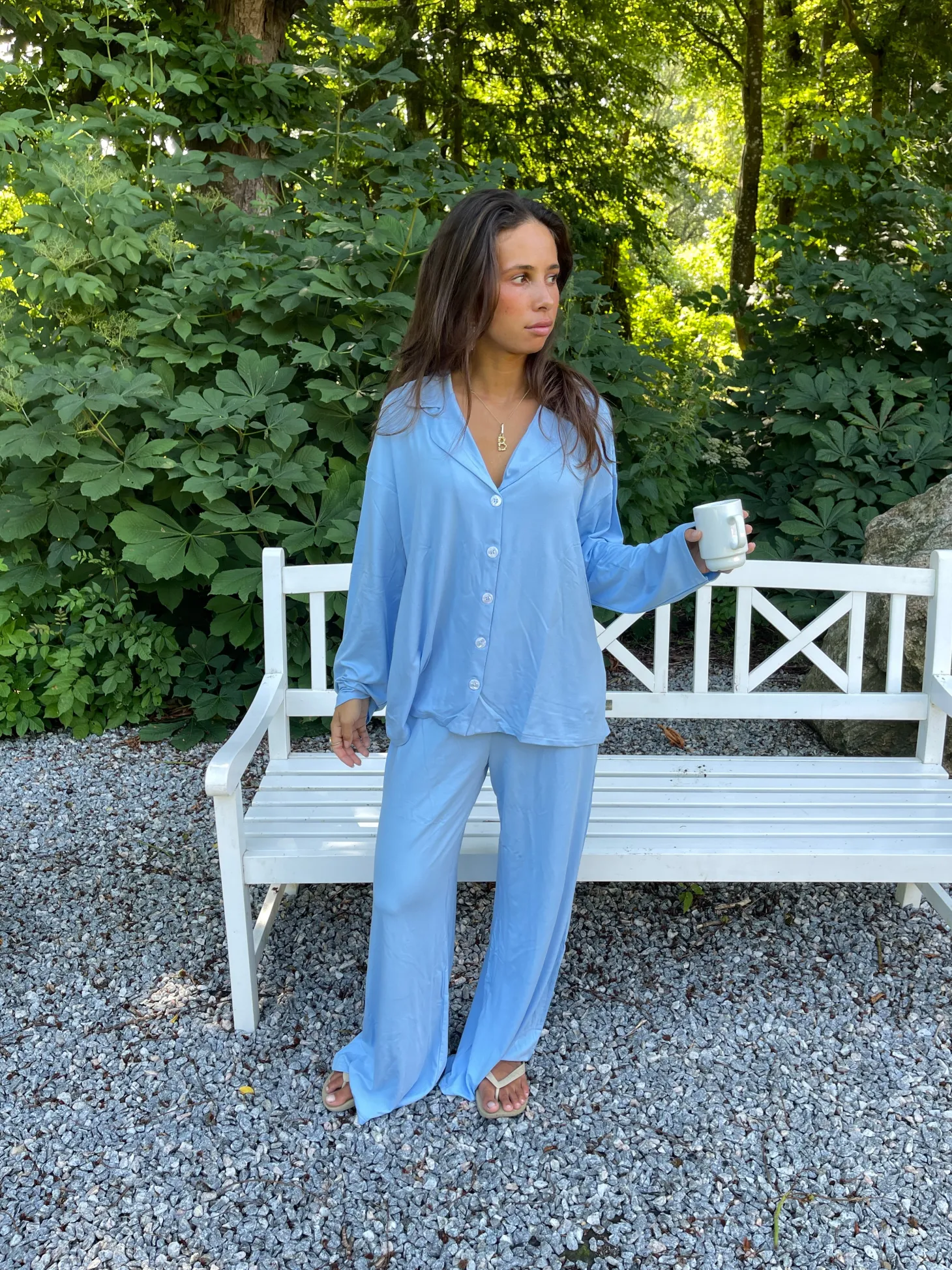 Laura pyjamasskjorte - Lyseblå