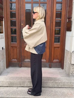 Lenaya jakke med denimryg - Beige