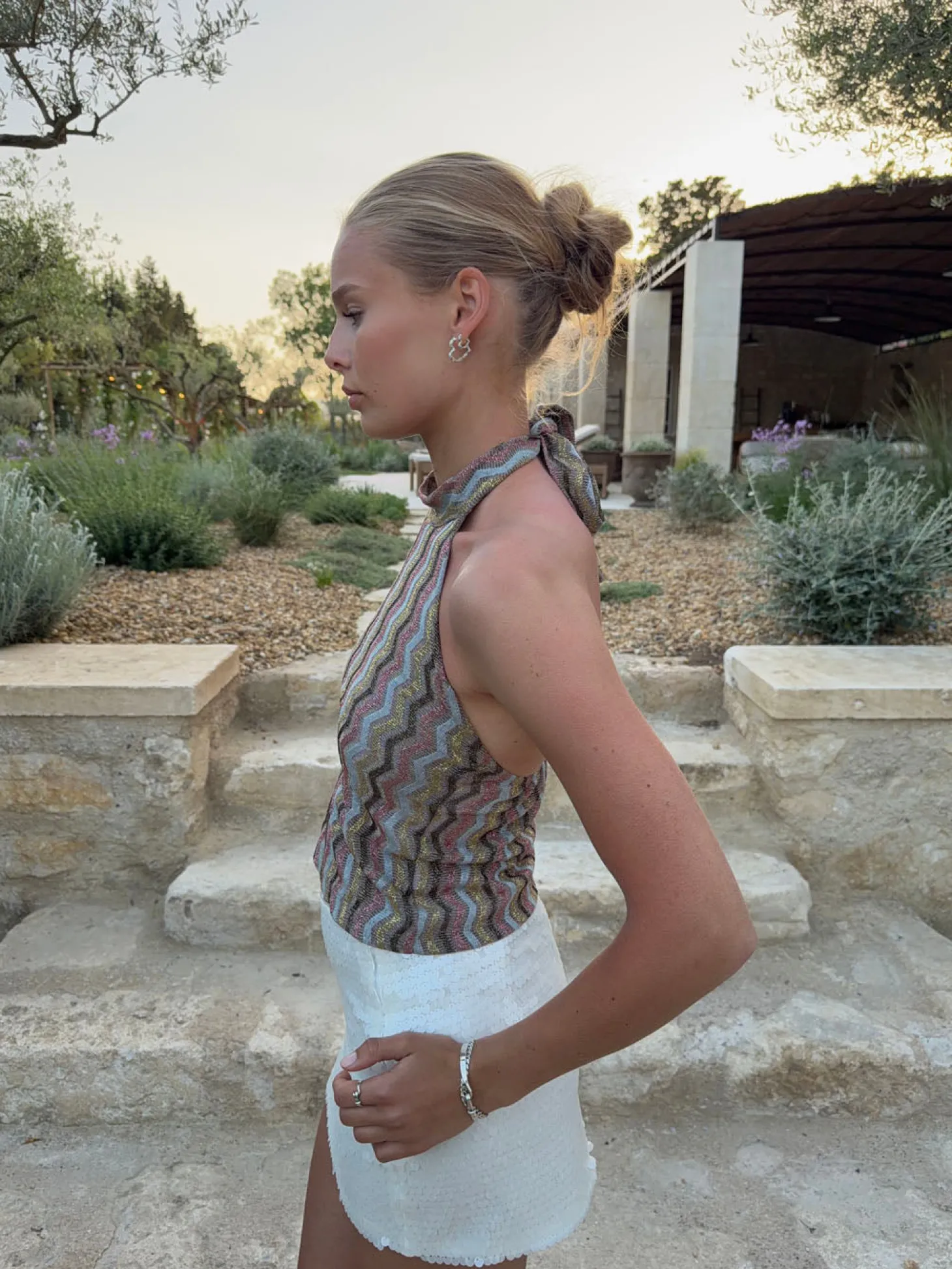 Liah halterneck top med glitter - Multifarvet