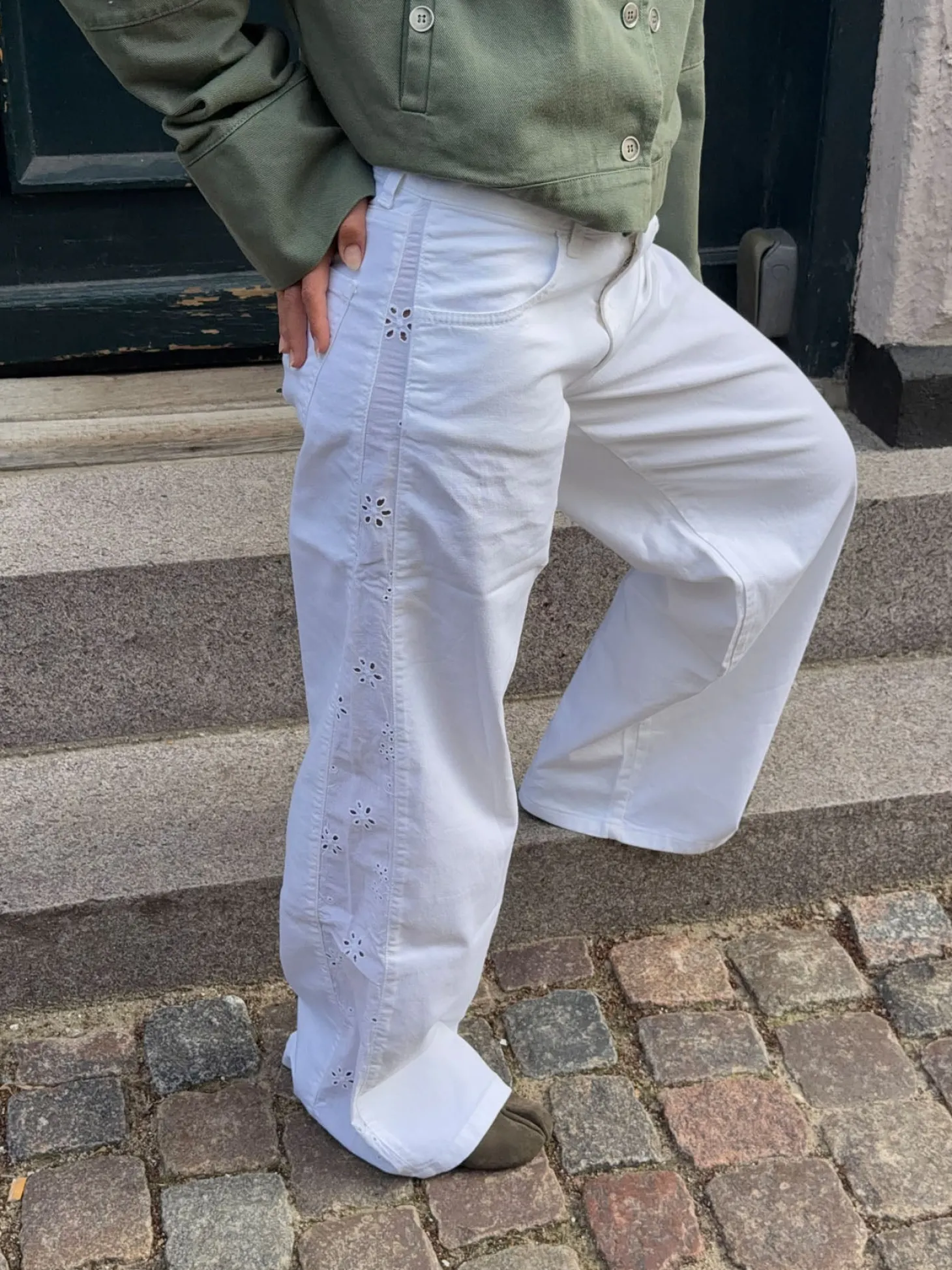 Lineana jeans med blonder - Hvid