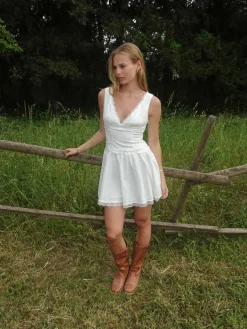 Linoa minikjole med blonder - Hvid