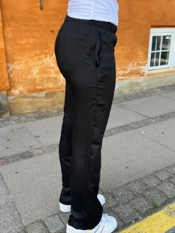 Lona lavtaljede satinbukser - Sort