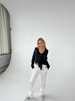 Lona lavtaljede satinbukser - Hvid