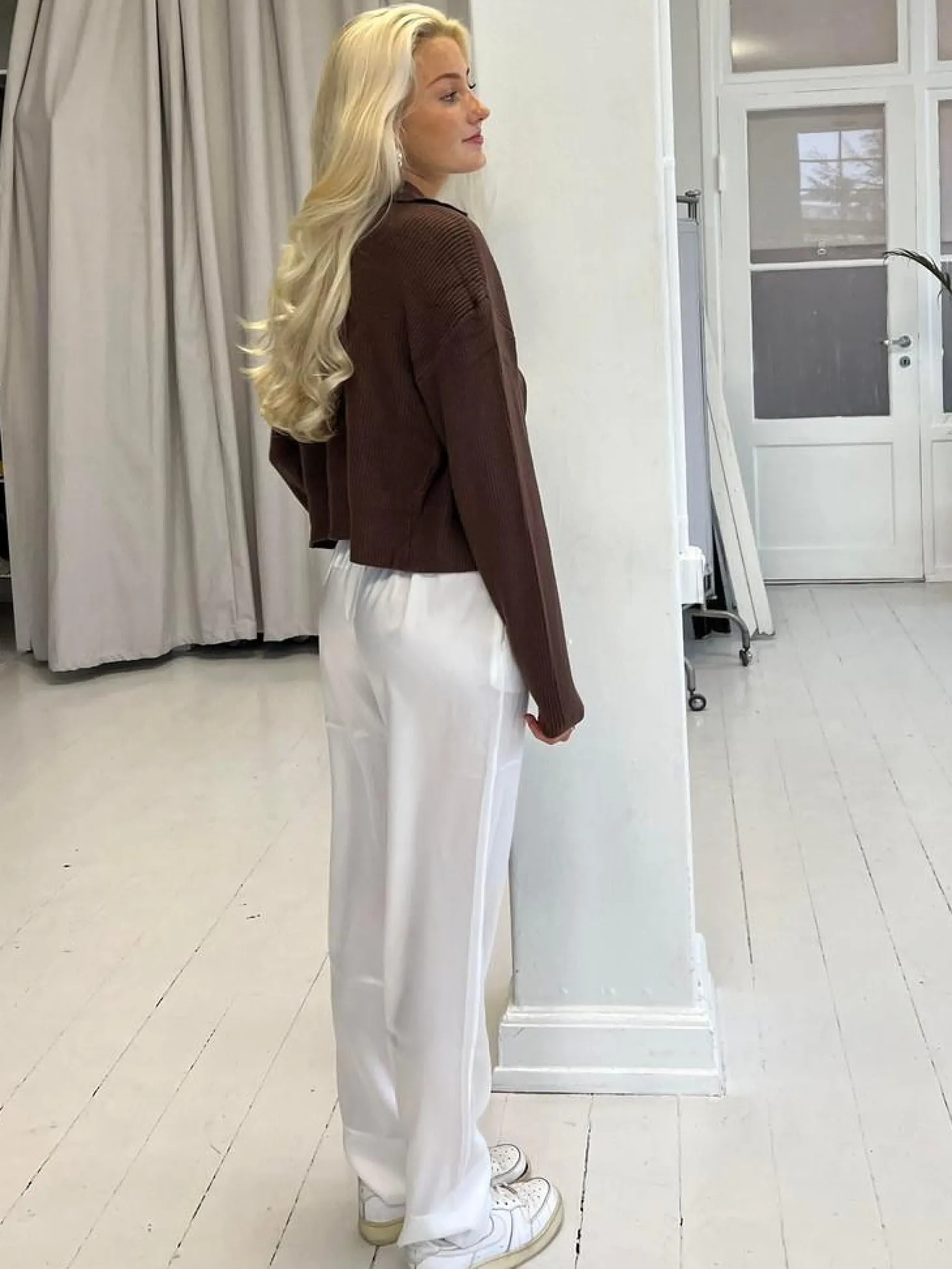 Lona lavtaljede satinbukser - Hvid