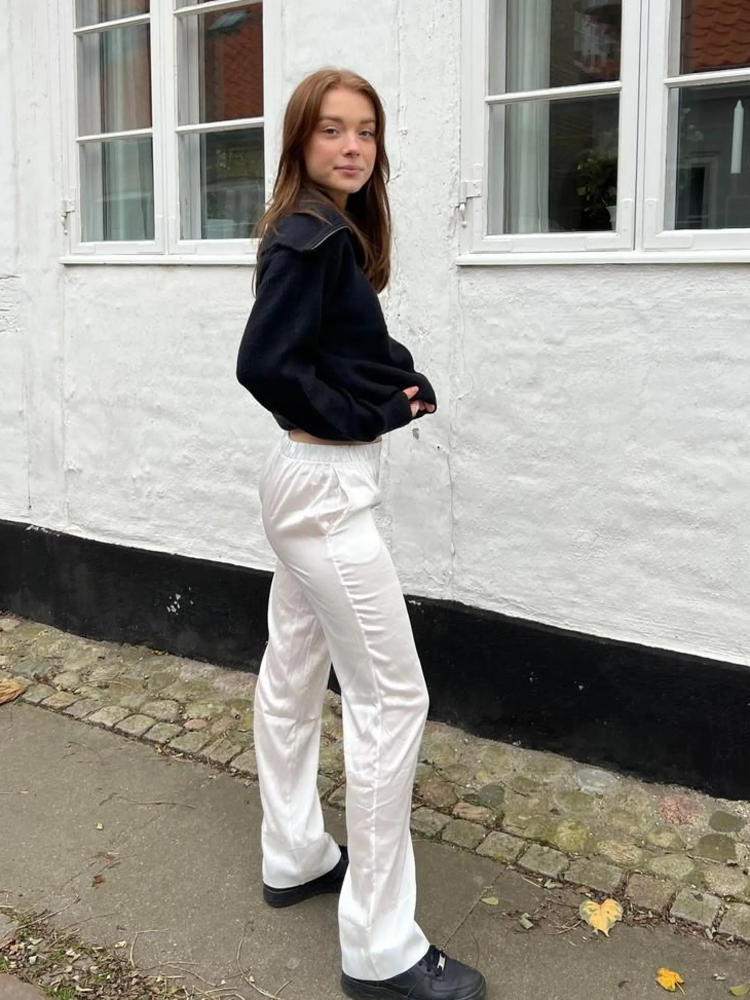 Lona lavtaljede satinbukser - Hvid